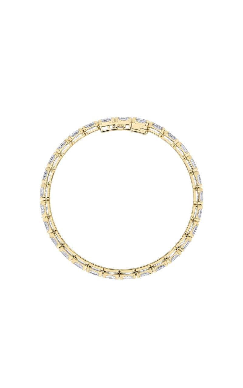 10Cttw Emerald Shaped Lab Grown Diamond (F/VS) Tennis Bracelet in 14K Gold