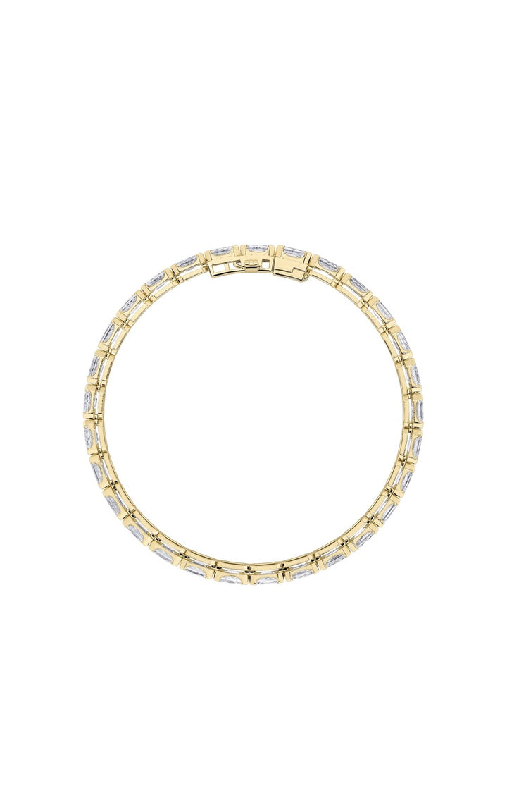 10Cttw Emerald Shaped Lab Grown Diamond (F/VS) Tennis Bracelet in 14K Gold