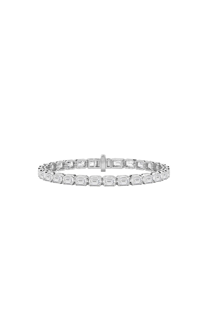 12Cttw Emerald Shaped Lab Grown Diamond (F/VS) Tennis Bracelet in 14K Gold