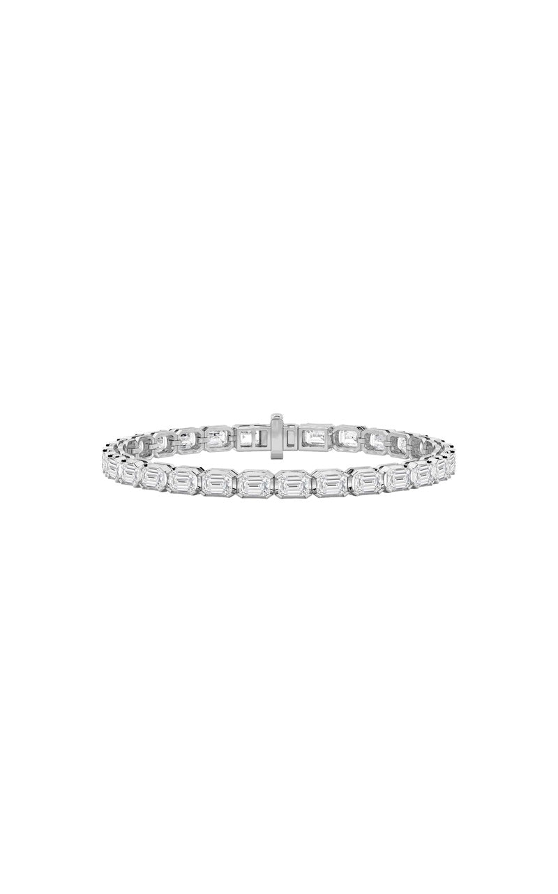 12Cttw Emerald Shaped Lab Grown Diamond (F/VS) Tennis Bracelet in 14K Gold