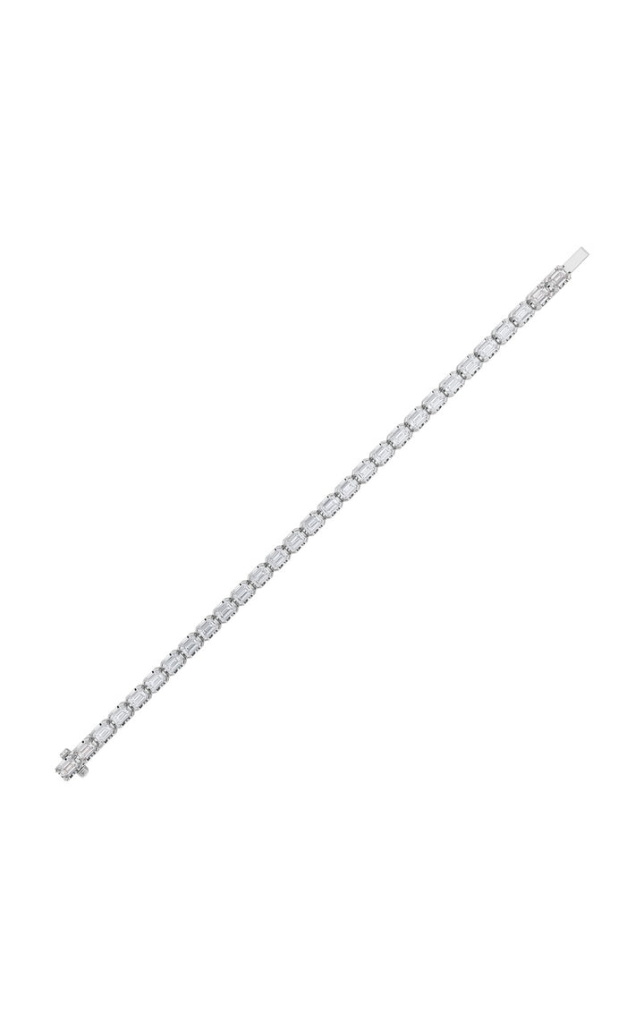12Cttw Emerald Shaped Lab Grown Diamond (F/VS) Tennis Bracelet in 14K Gold