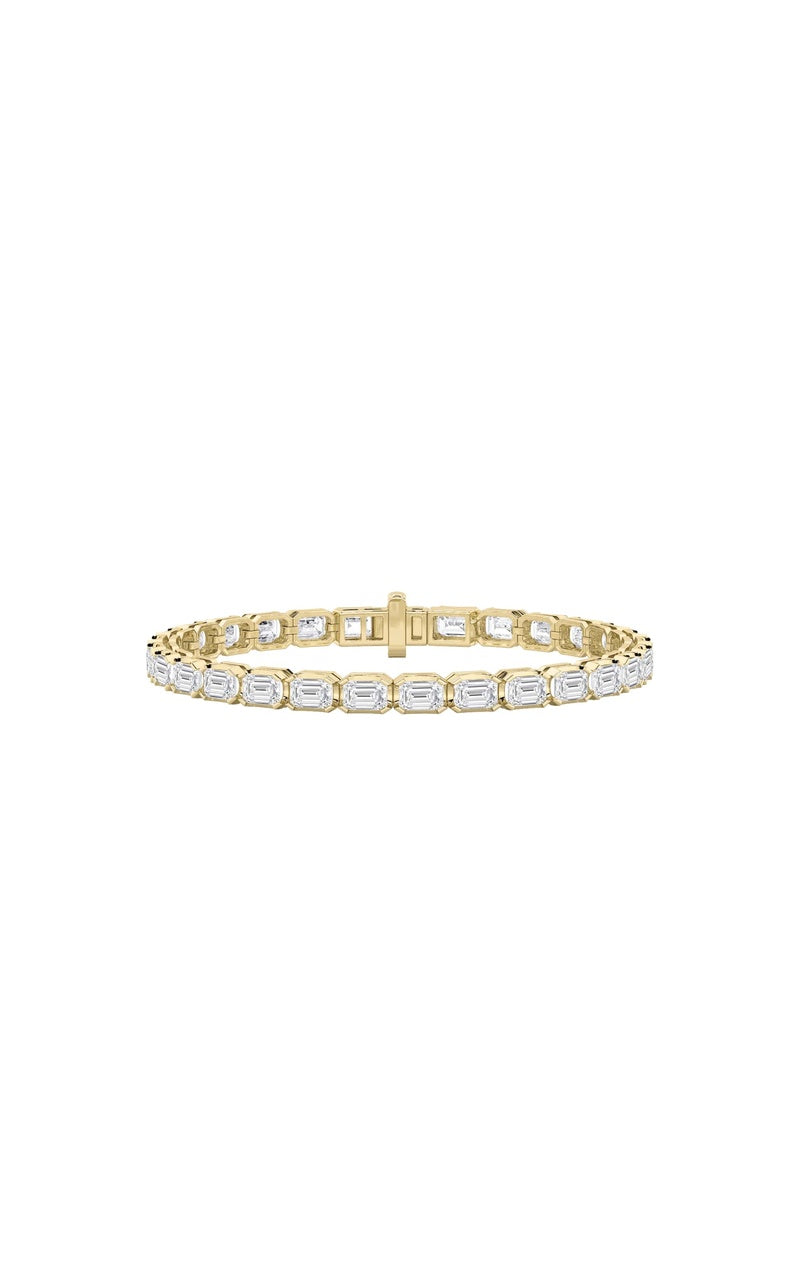 12Cttw Emerald Shaped Lab Grown Diamond (F/VS) Tennis Bracelet in 14K Gold