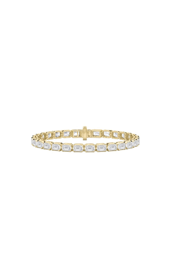 12Cttw Emerald Shaped Lab Grown Diamond (F/VS) Tennis Bracelet in 14K Gold