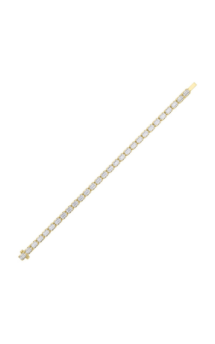 12Cttw Emerald Shaped Lab Grown Diamond (F/VS) Tennis Bracelet in 14K Gold