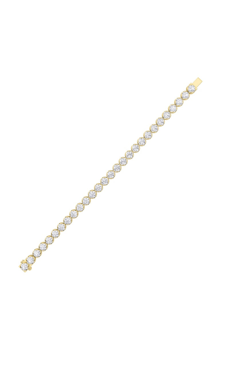 15Cttw Round Shaped Lab Grown Diamond (F/VS) Bracelet in 14K Gold