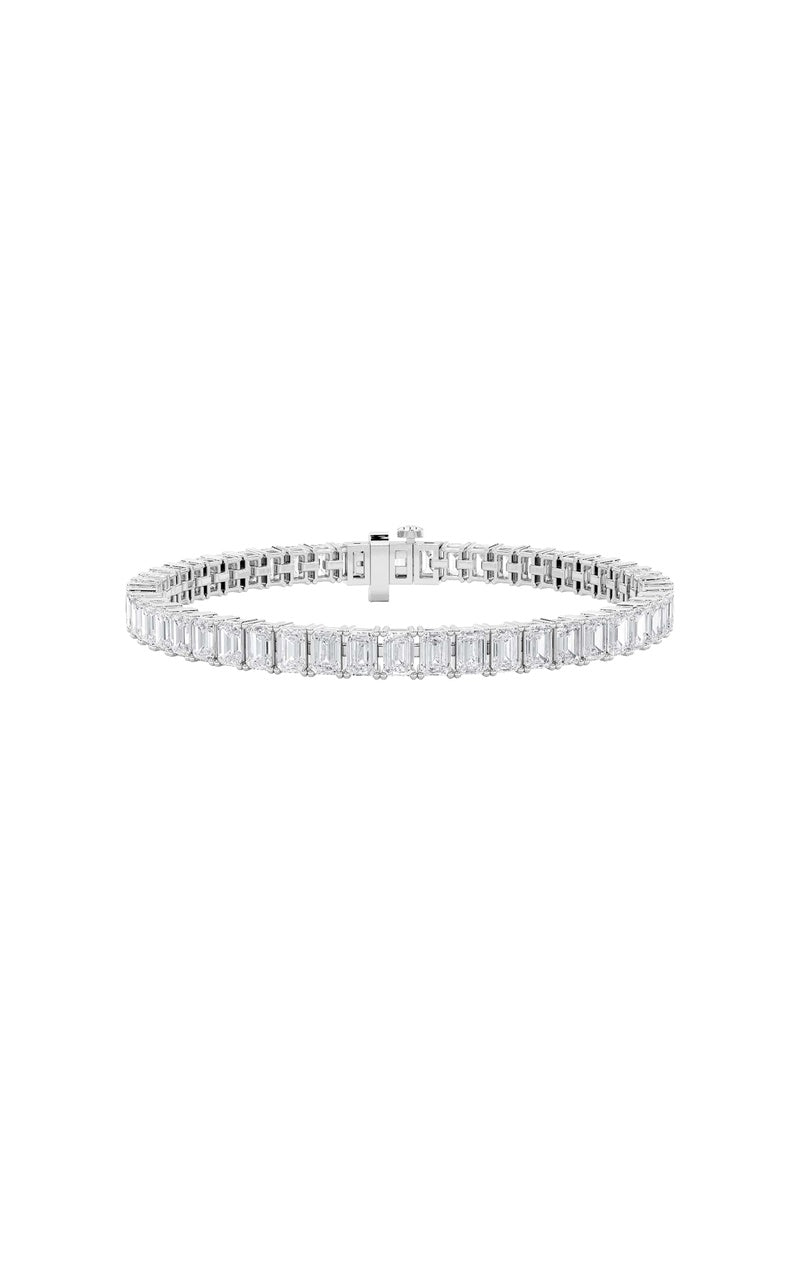 10Cttw Emerald Shaped Lab Grown Diamond (F/VS) East West Line Bracelet in 14K Gold