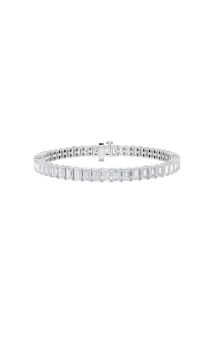 10Cttw Emerald Shaped Lab Grown Diamond (F/VS) East West Line Bracelet in 14K Gold