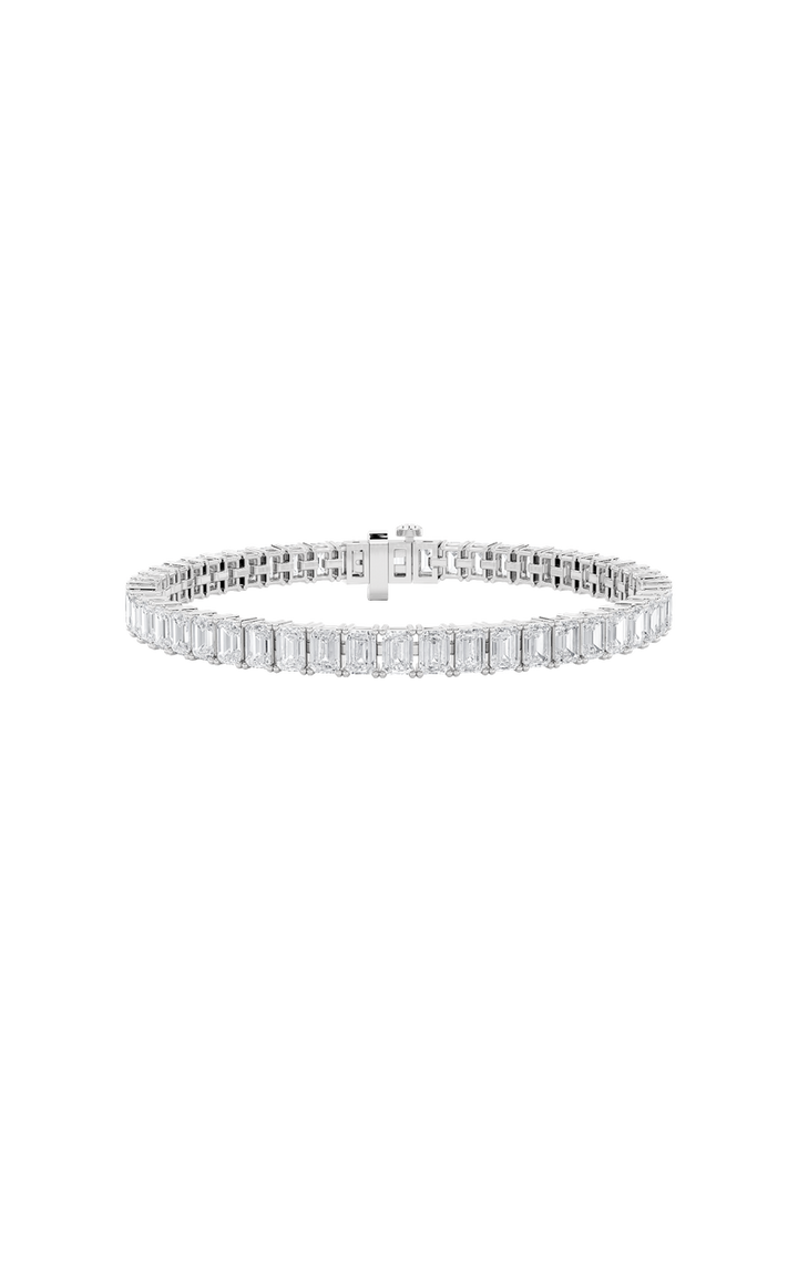 10Cttw Emerald Shaped Lab Grown Diamond (F/VS) East West Line Bracelet in 14K Gold