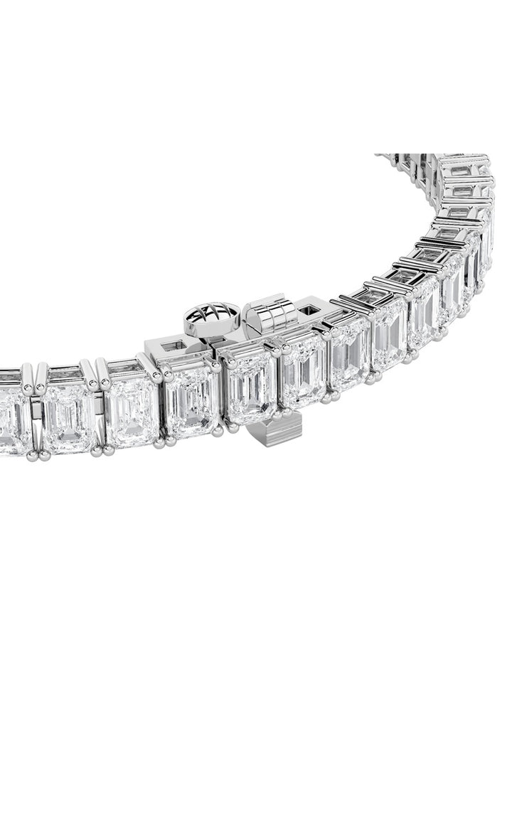 10Cttw Emerald Shaped Lab Grown Diamond (F/VS) East West Line Bracelet in 14K Gold