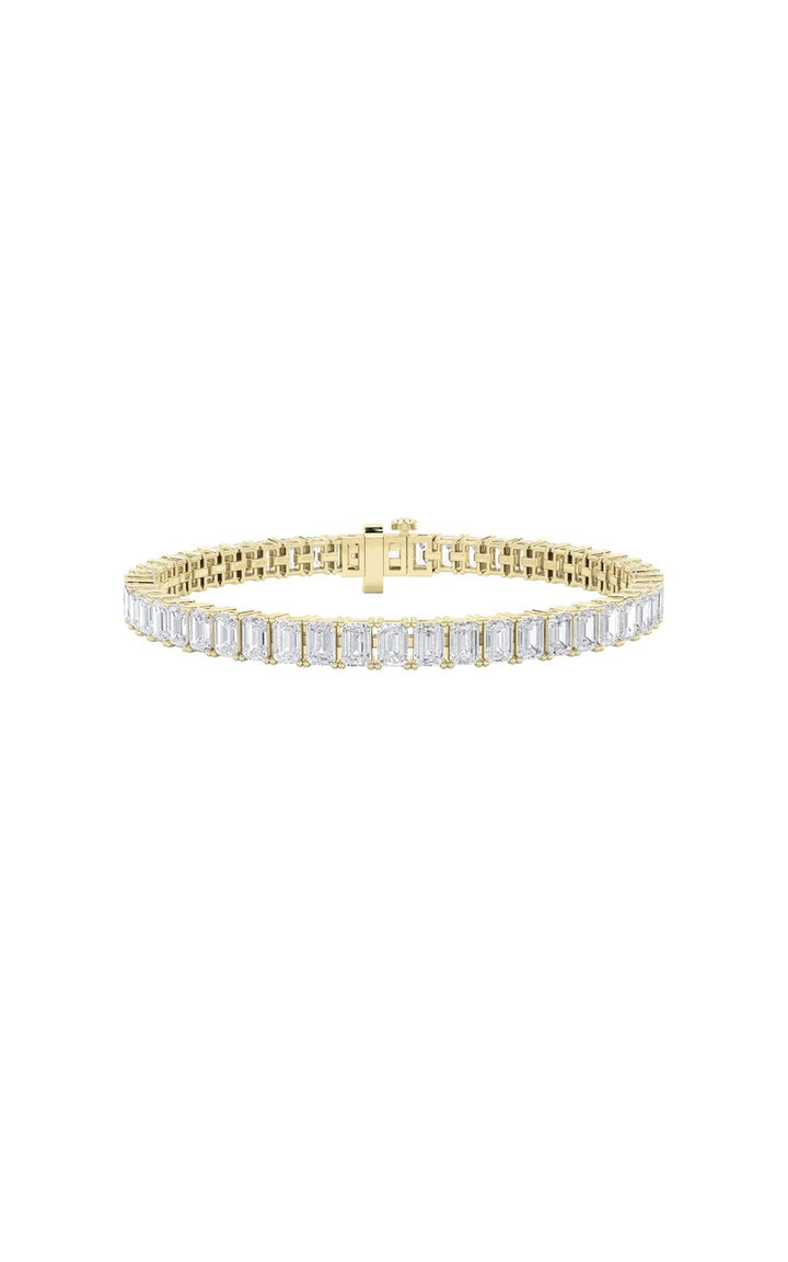 10Cttw Emerald Shaped Lab Grown Diamond (F/VS) East West Line Bracelet in 14K Gold