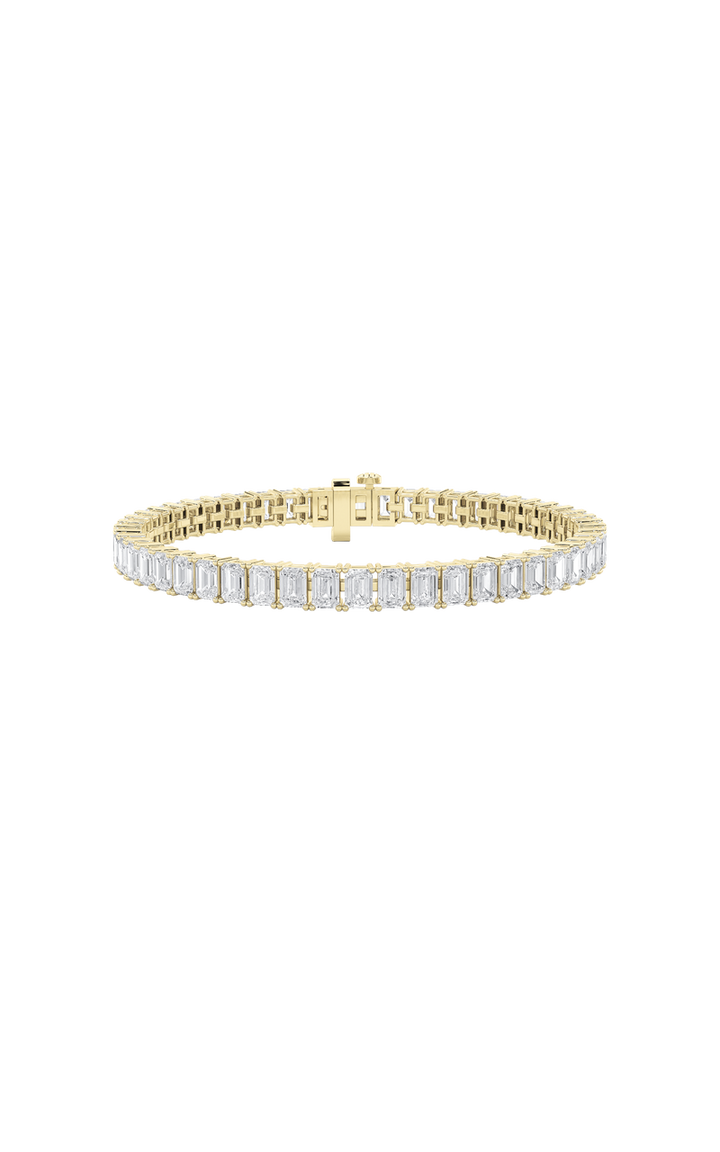 10Cttw Emerald Shaped Lab Grown Diamond (F/VS) East West Line Bracelet in 14K Gold