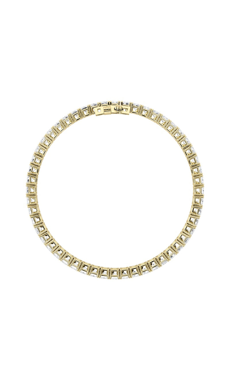 10Cttw Emerald Shaped Lab Grown Diamond (F/VS) East West Line Bracelet in 14K Gold