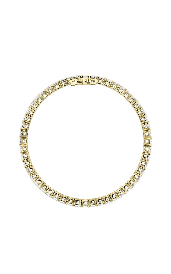 10Cttw Emerald Shaped Lab Grown Diamond (F/VS) East West Line Bracelet in 14K Gold