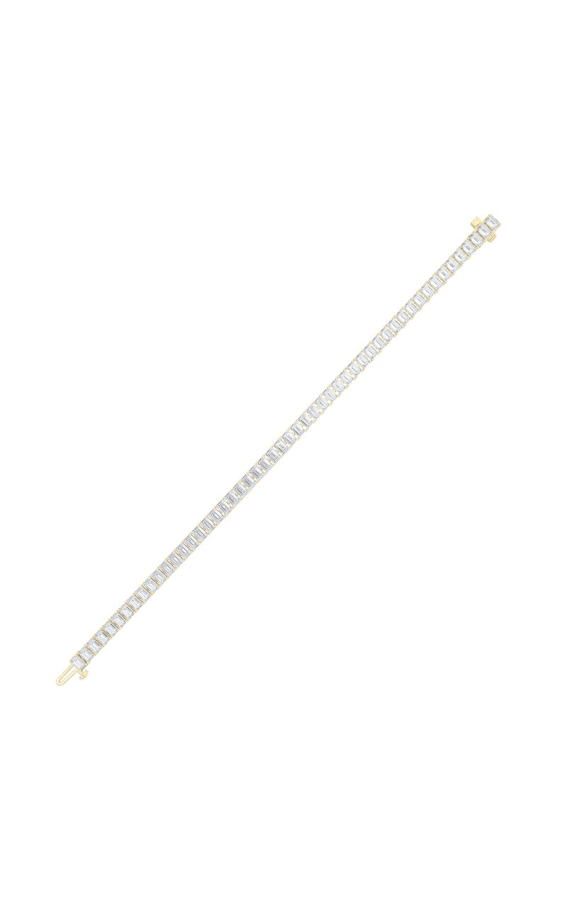 10Cttw Emerald Shaped Lab Grown Diamond (F/VS) East West Line Bracelet in 14K Gold