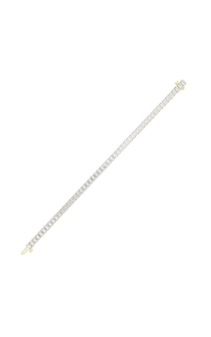 10Cttw Emerald Shaped Lab Grown Diamond (F/VS) East West Line Bracelet in 14K Gold