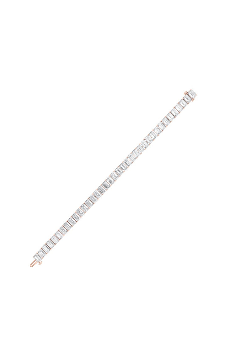 21.5Cttw Emerald Shaped Lab Grown Diamond (G/VS) East West Line Bracelet in 14K Gold