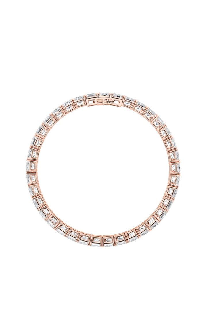 21.5Cttw Emerald Shaped Lab Grown Diamond (G/VS) East West Line Bracelet in 14K Gold