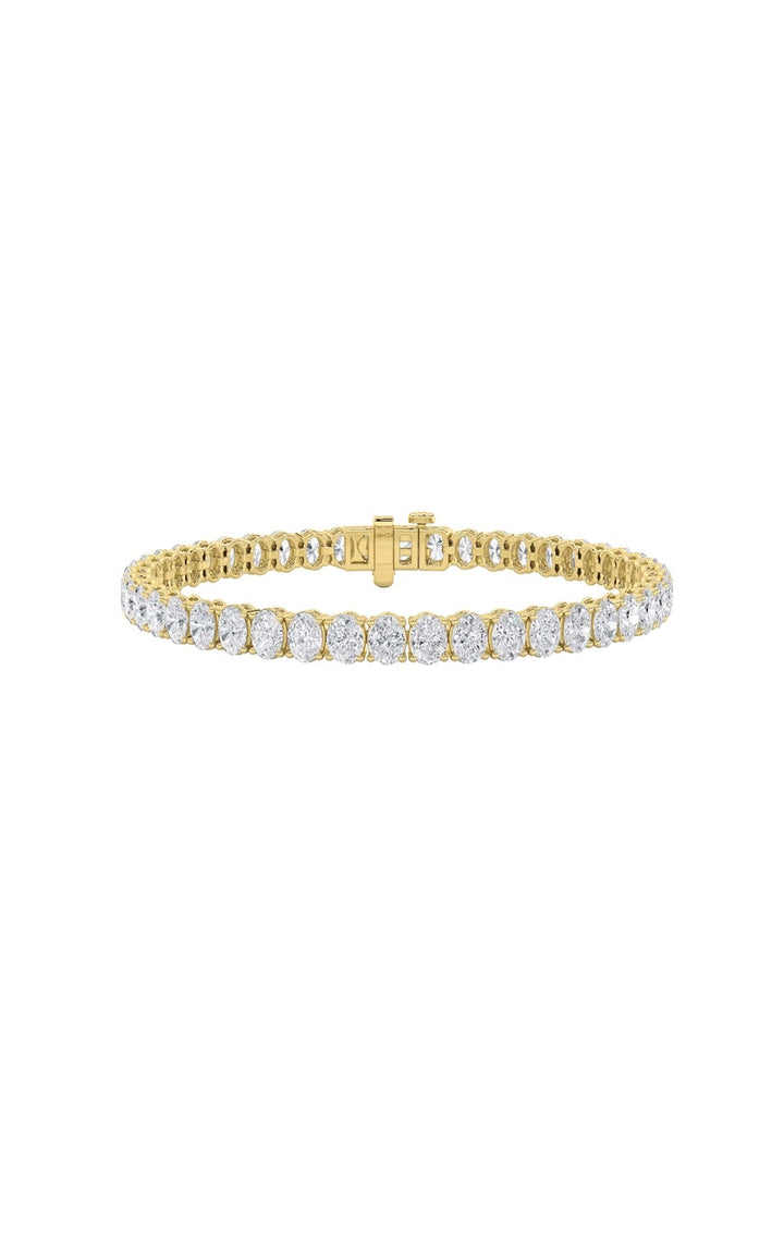 12.5Cttw Oval Shaped Lab Grown Diamond (F/VS) East West Line Bracelet in 14K Gold