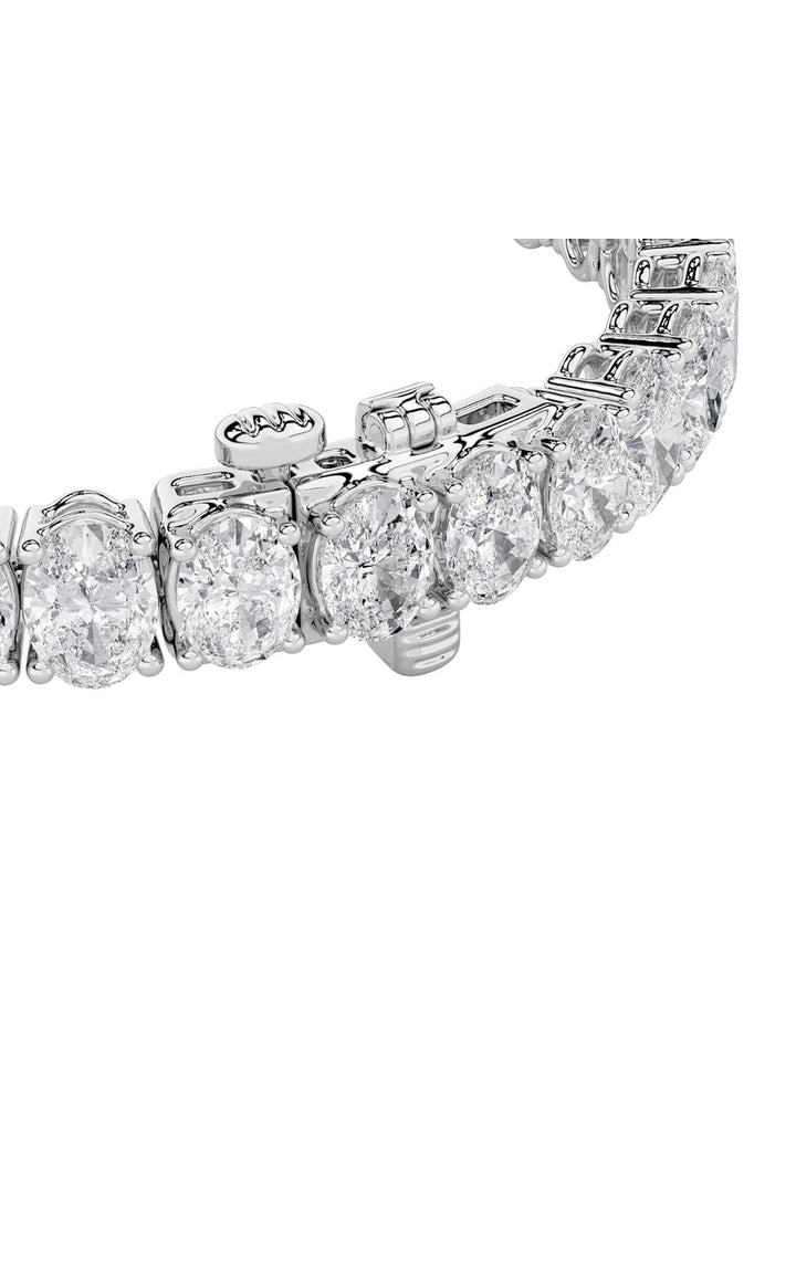 18.5Cttw Oval Shaped Lab Grown Diamond (F/VS) East West Line Bracelet in 14K Gold