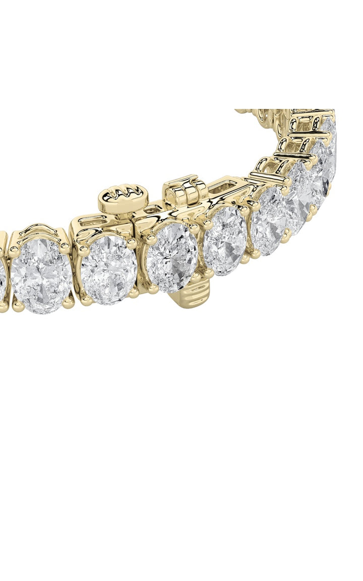 18.5Cttw Oval Shaped Lab Grown Diamond (F/VS) East West Line Bracelet in 14K Gold