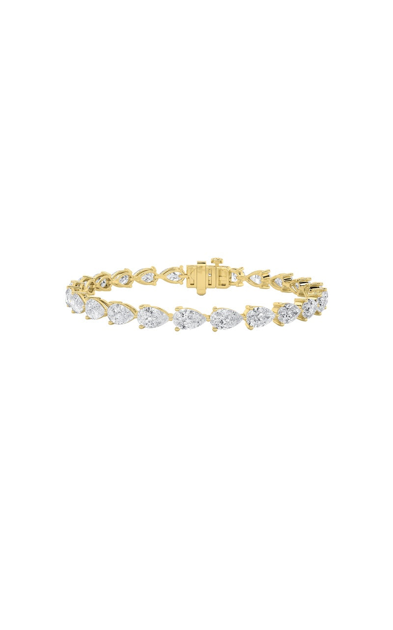 10Cttw Pear Shaped Lab Grown Diamond (F/VS) Fancy Line Bracelet in 14K Gold