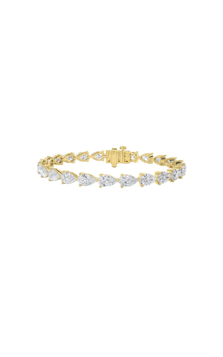 10Cttw Pear Shaped Lab Grown Diamond (F/VS) Fancy Line Bracelet in 14K Gold