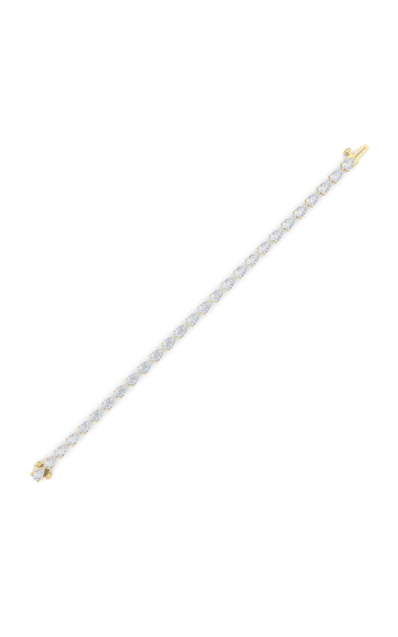 6Cttw Pear Shaped Lab Grown Diamond (F/VS) Fancy Line Bracelet in 14K Gold