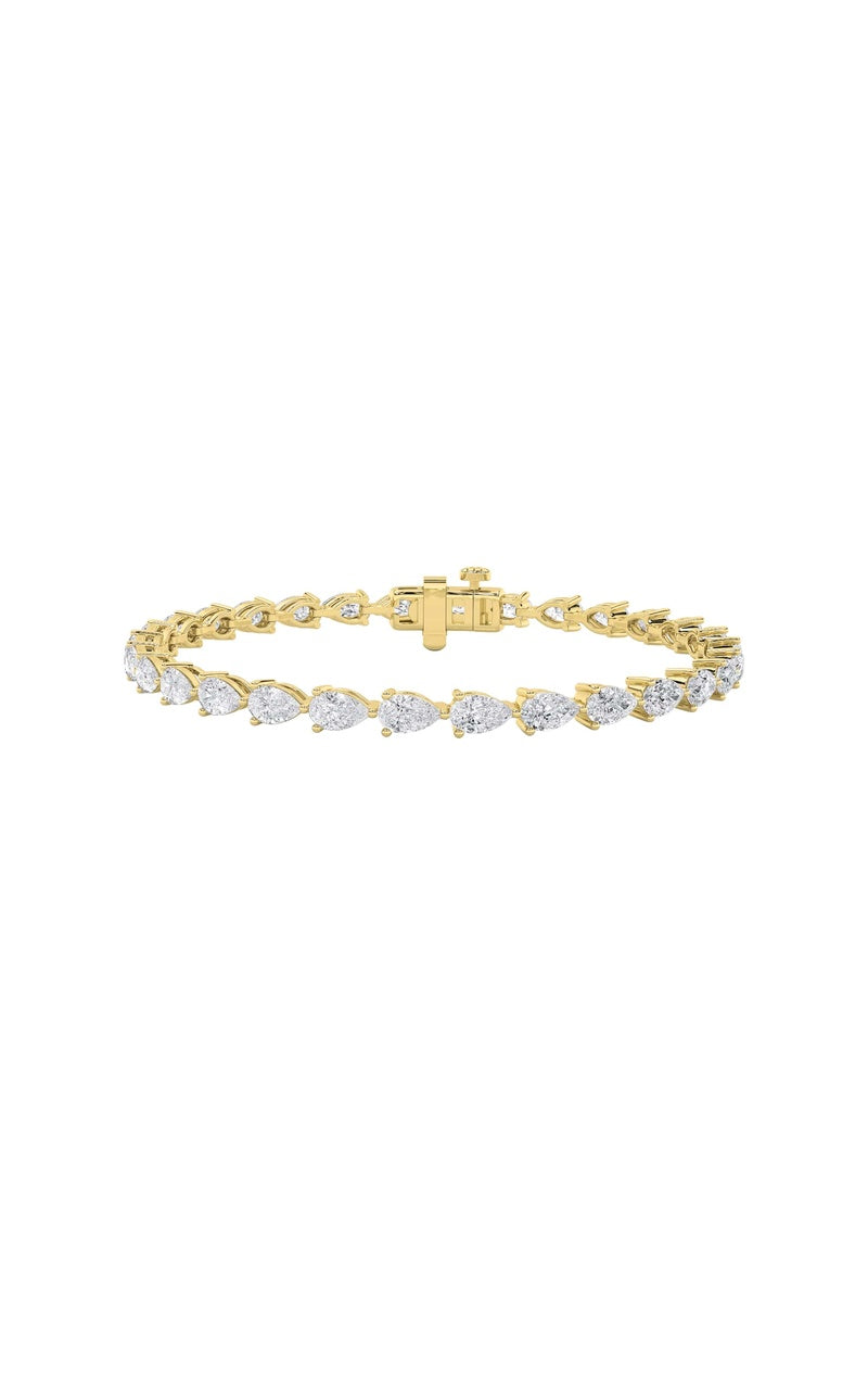 7Cttw Pear Shaped Lab Grown Diamond (F/VS) Fancy Line Bracelet in 14K Gold