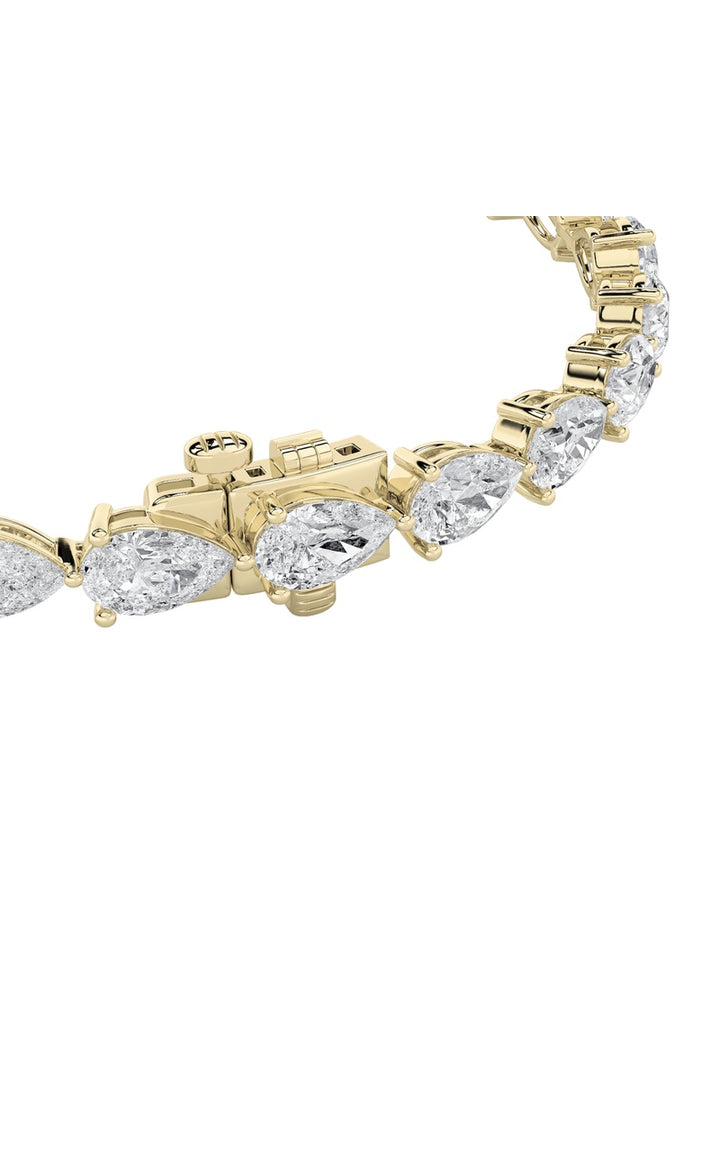 8CTW Pear Shaped Lab Grown Diamond (F/VS) East West Bracelet in 14K Gold