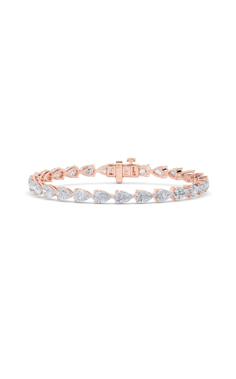 8CTW Pear Shaped Lab Grown Diamond (F/VS) East West Bracelet in 14K Gold