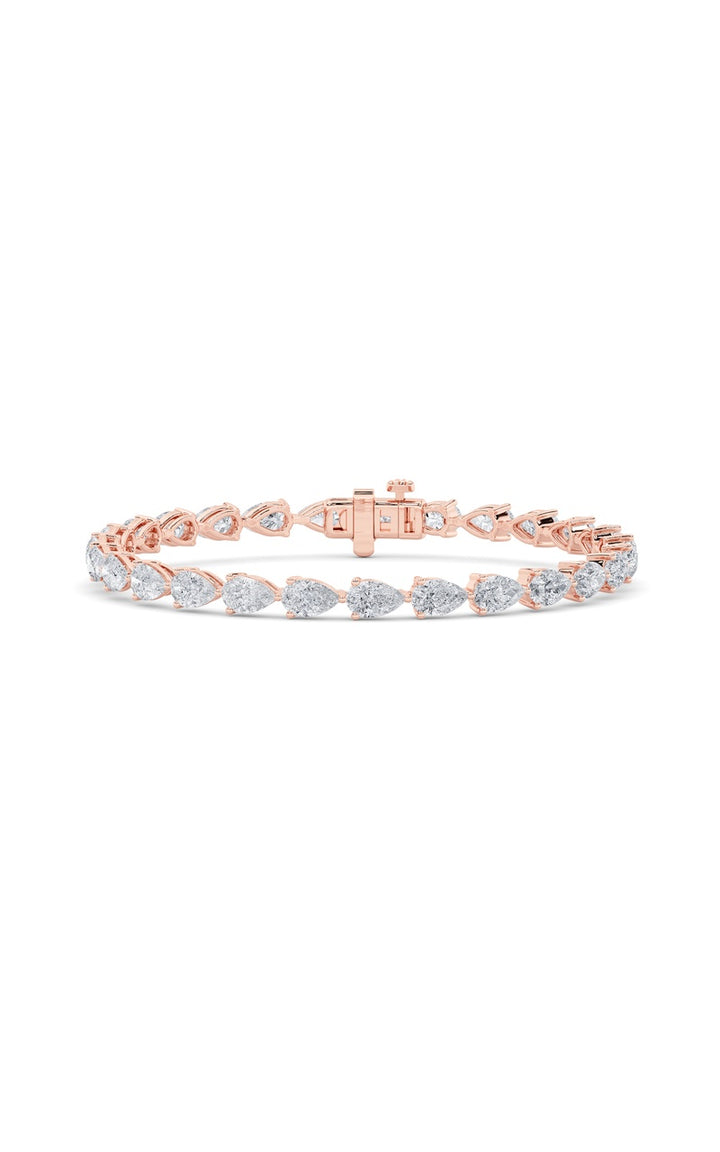 8CTW Pear Shaped Lab Grown Diamond (F/VS) East West Bracelet in 14K Gold