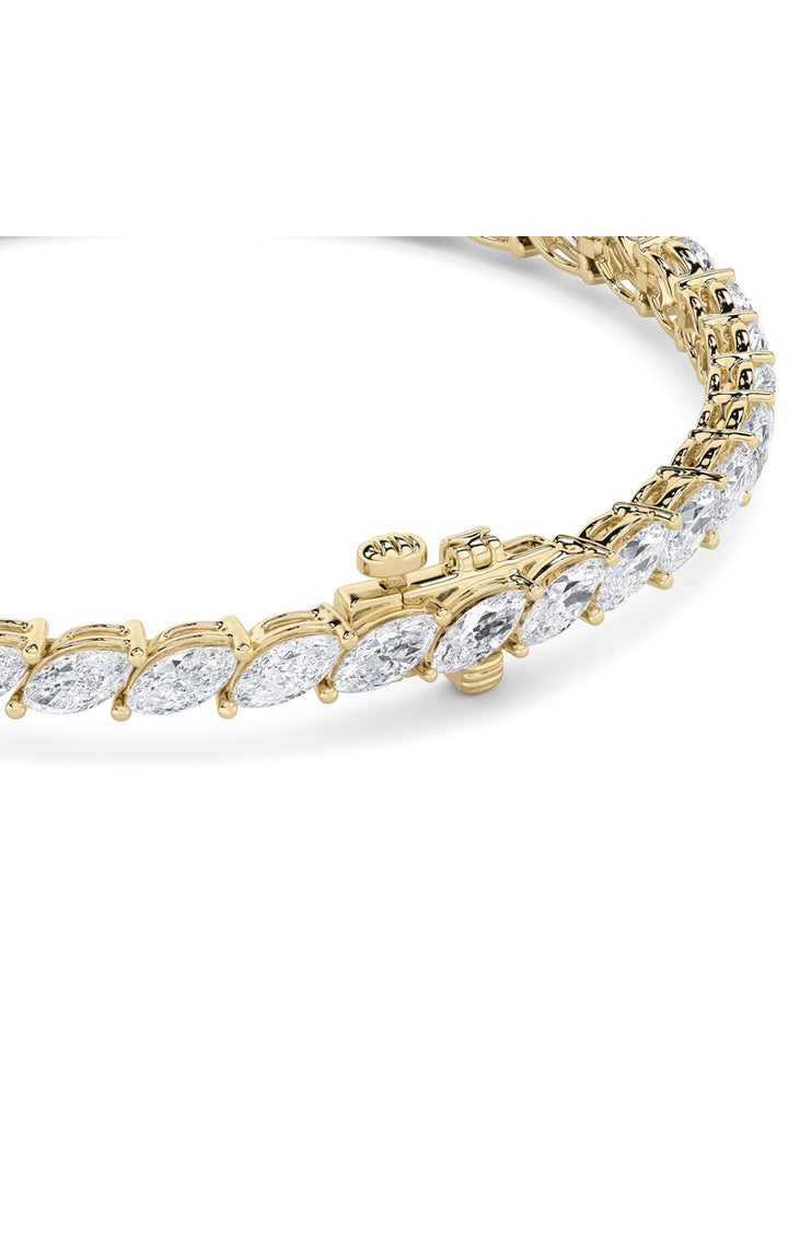 13CTW Marquise Shaped Lab Grown Diamond (F/VS) Fancy Bracelet in 14K Gold