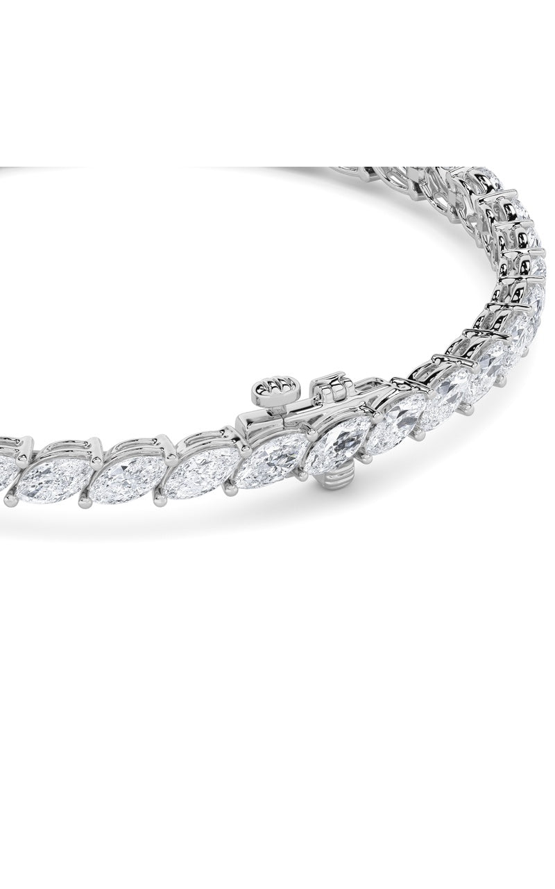 13.5Cttw Marquise Shaped Lab Grown Diamond (F/VS) Bracelet in 14K Gold