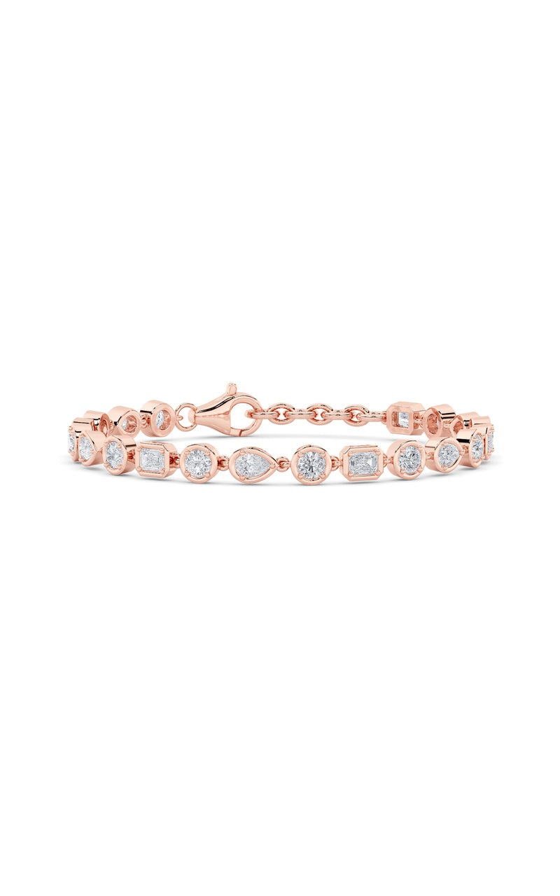 4Cttw Mix Shaped Lab Grown Diamond (G/VS) Bracelet in 14K Gold