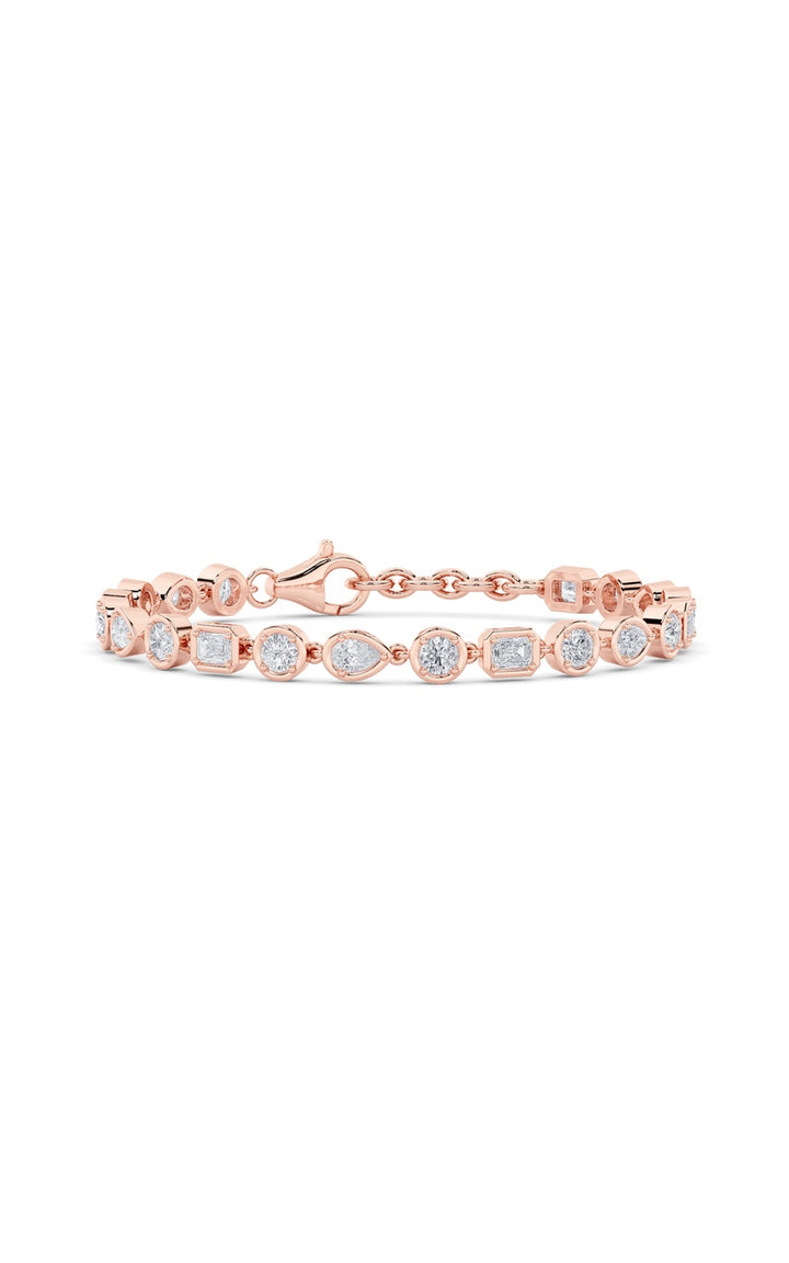 4Cttw Mix Shaped Lab Grown Diamond (G/VS) Bracelet in 14K Gold