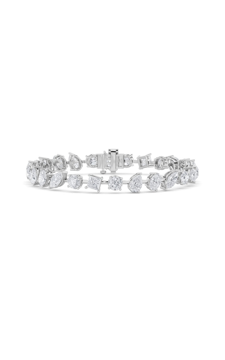 10.5Cttw Mix Shaped Lab Grown Diamond (F/VS) North South Bracelet in 14K Gold
