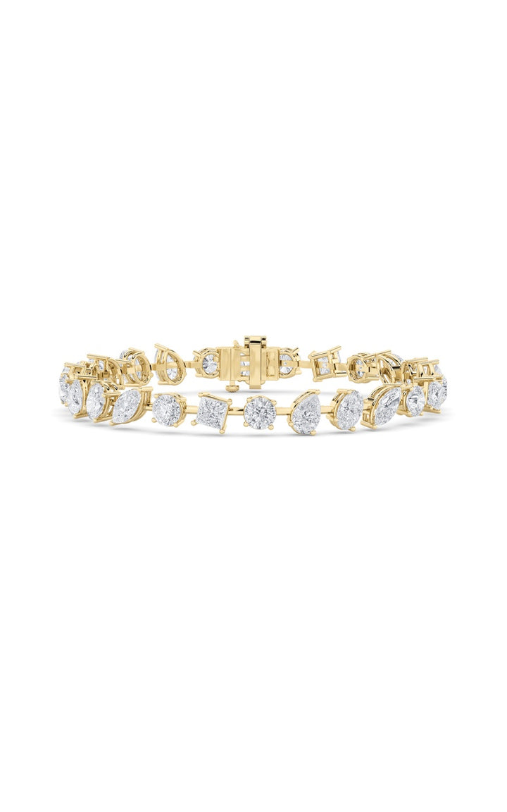 10.5Cttw Mix Shaped Lab Grown Diamond (F/VS) North South Bracelet in 14K Gold