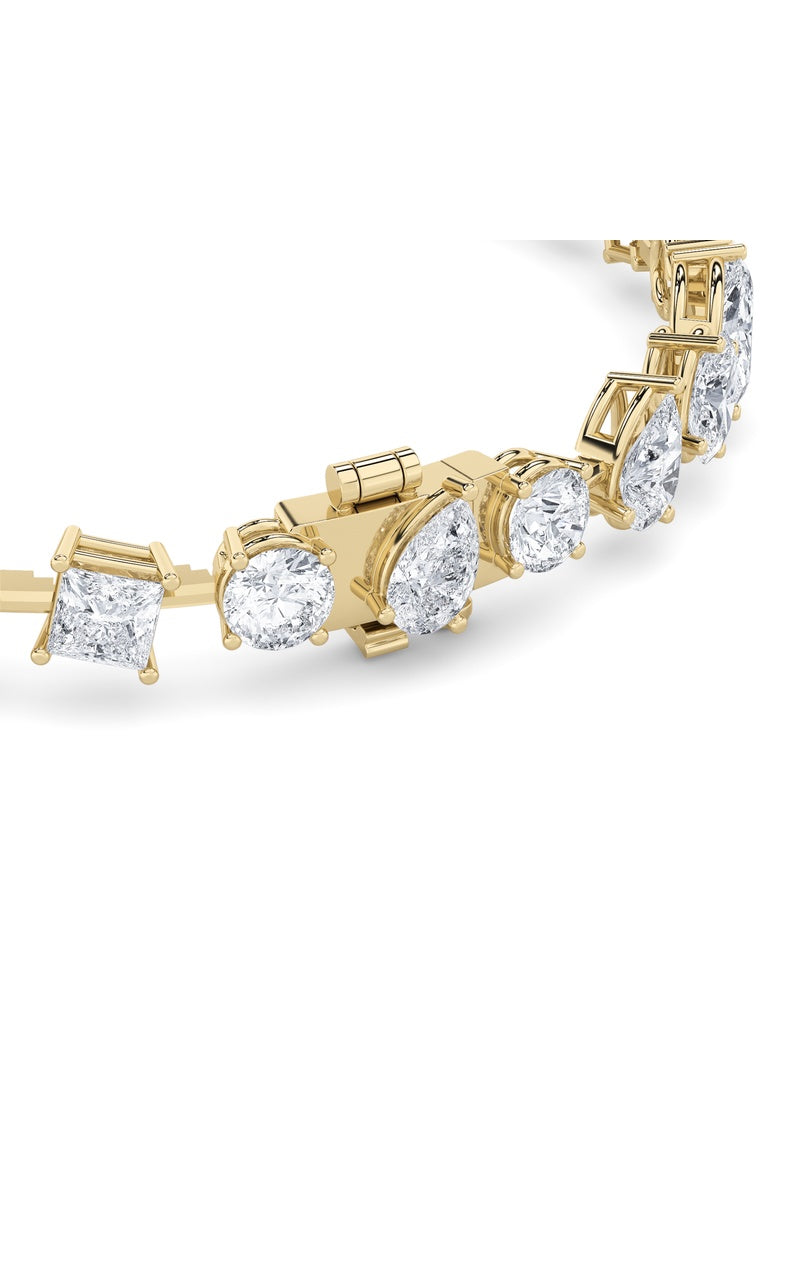 10.5CTW Mix Shaped Lab Grown Diamond (F/VS) North South Bracelet in 14K Gold