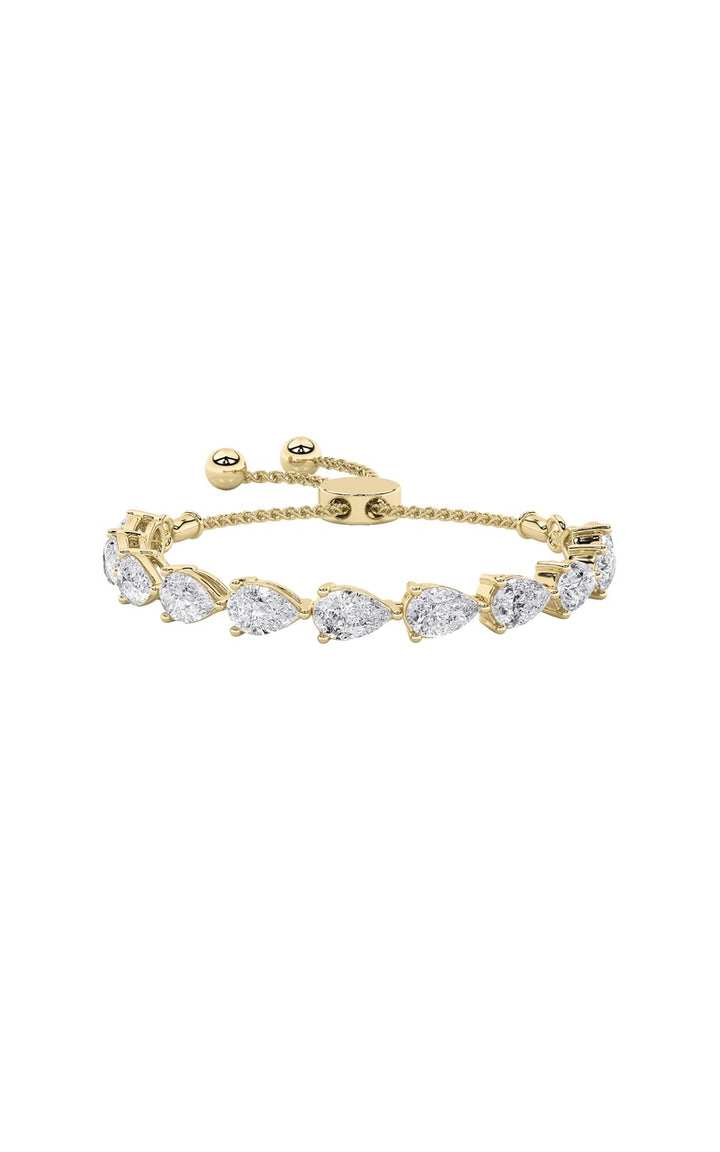 3.5Cttw Pear Shaped Lab Grown Diamond (F/VS) Bolo Bracelet in 14K Gold