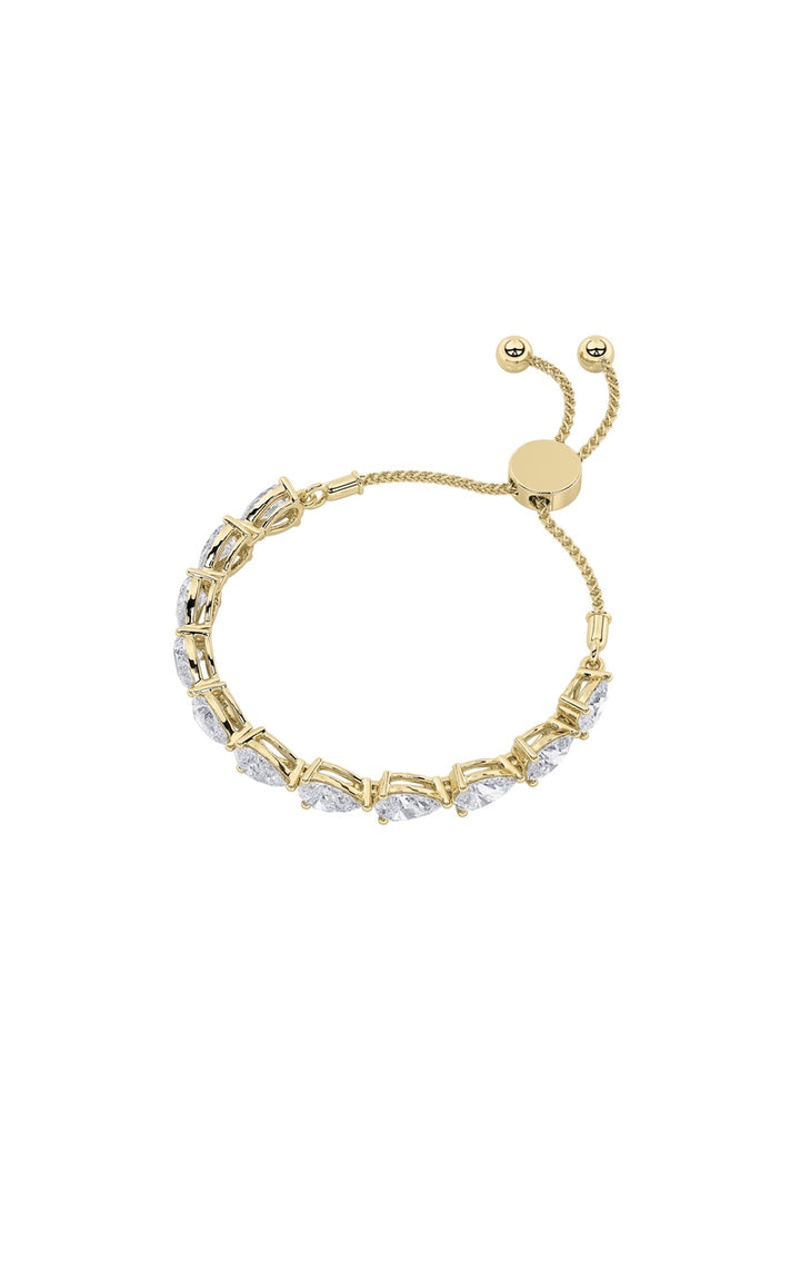 3.5Cttw Pear Shaped Lab Grown Diamond (F/VS) Bolo Bracelet in 14K Gold