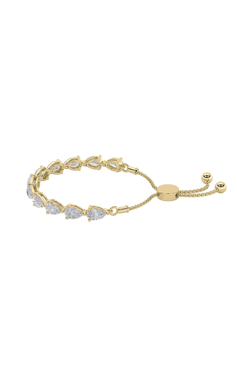 3.5Cttw Pear Shaped Lab Grown Diamond (F/VS) Bolo Bracelet in 14K Gold