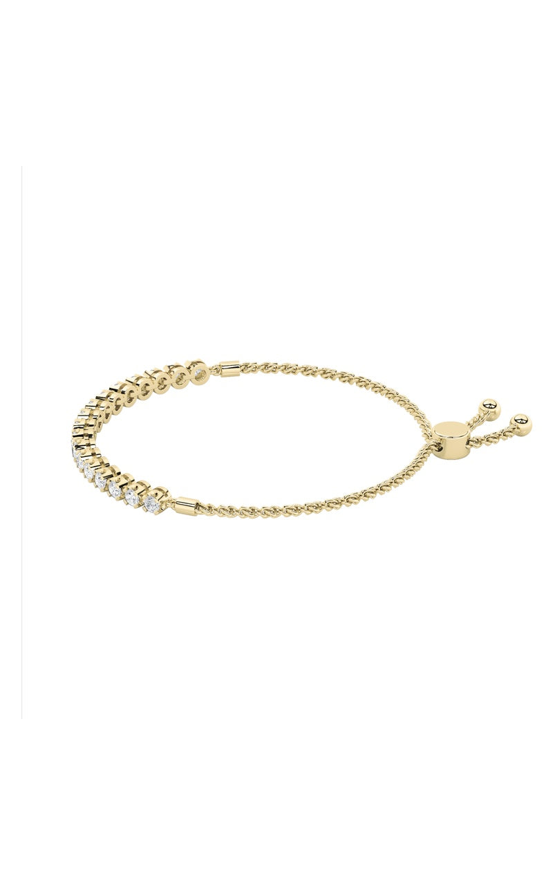 1Cttw Round Shaped Lab Grown Diamond (F/VS) Bolo Bracelet in 14K Gold