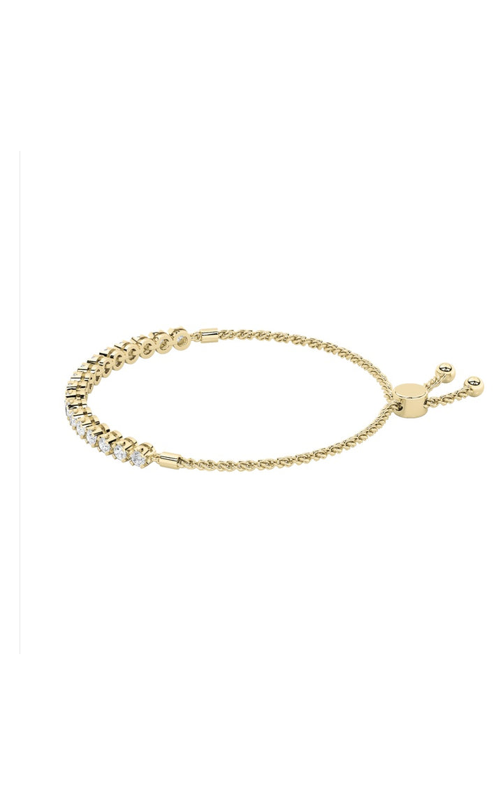 1Cttw Round Shaped Lab Grown Diamond (F/VS) Bolo Bracelet in 14K Gold