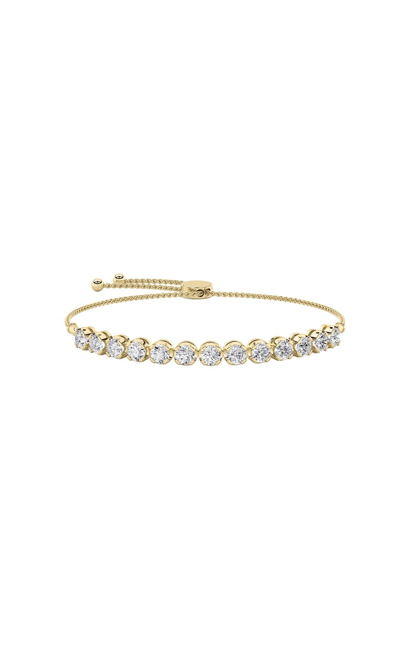 2.5Cttw Round Shaped Lab Grown Diamond (F/VS) Bolo Bracelet in 14K Gold