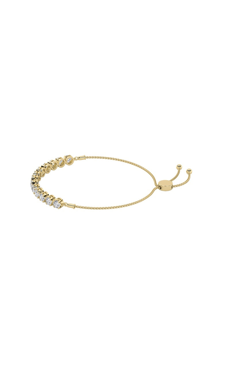 2.5Cttw Round Shaped Lab Grown Diamond (F/VS) Bolo Bracelet in 14K Gold