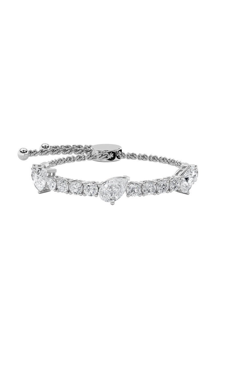 4.5Cttw Pear Shaped Lab Grown Diamond (F/VS) BoloBracelet in 14K Gold
