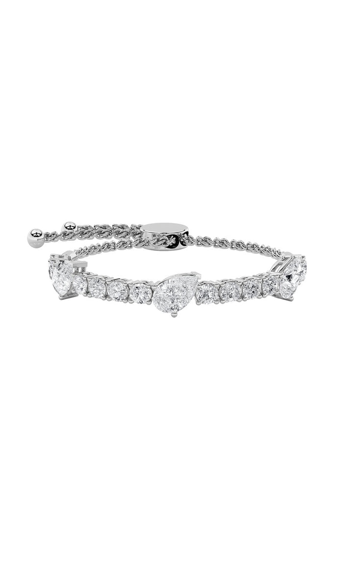 4.5Cttw Pear Shaped Lab Grown Diamond (F/VS) BoloBracelet in 14K Gold