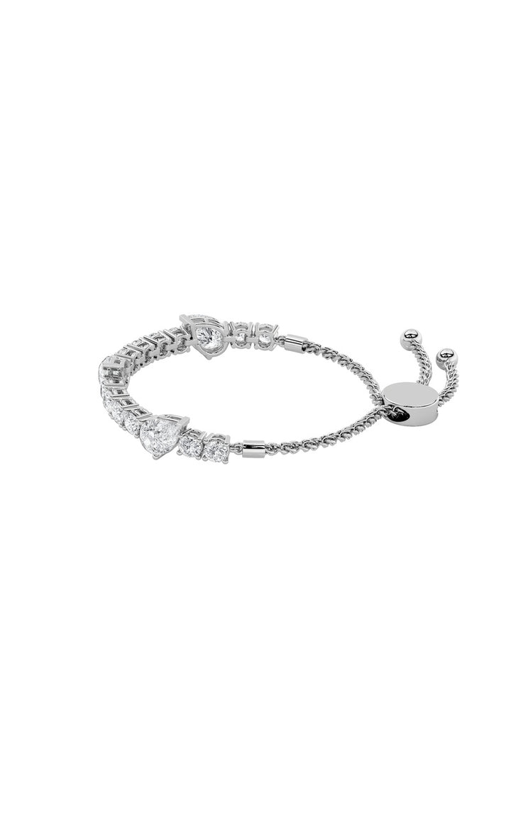 4.5Cttw Pear Shaped Lab Grown Diamond (F/VS) BoloBracelet in 14K Gold