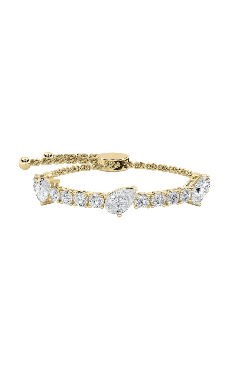 4.5Cttw Pear Shaped Lab Grown Diamond (F/VS) BoloBracelet in 14K Gold
