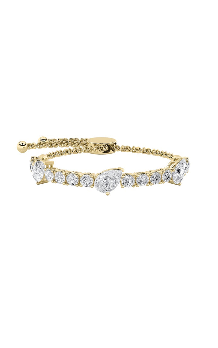 4.5Cttw Pear Shaped Lab Grown Diamond (F/VS) BoloBracelet in 14K Gold
